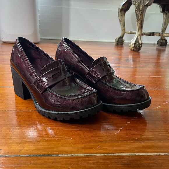 NEW True Craft Chunky Burgundy Lugged Heel Platform Loafer - Size 8 - Picture 4 of 8